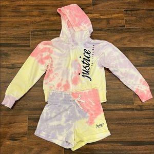 Tie dye sweater shirt and shorts set